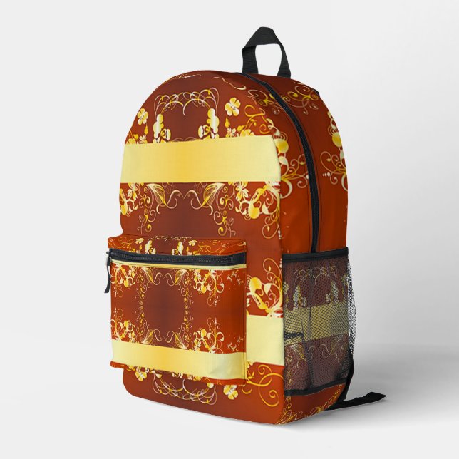 Classic Styles Scrollwork  Printed Backpack (Back Corner Right)