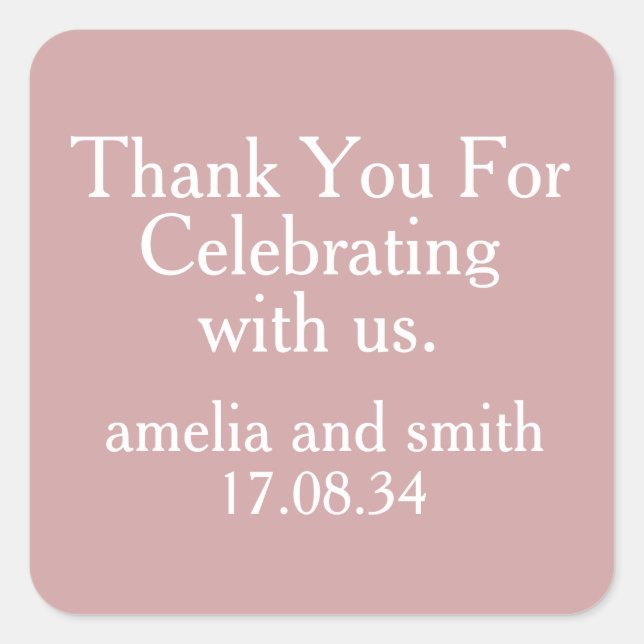 CLASSIC STYLISH ELEGANT CUSTOMIZED NAME WEDDING SQUARE STICKER (Front)