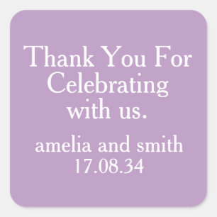 CLASSIC STYLISH ELEGANT CUSTOMIZED NAME WEDDING SQUARE STICKER