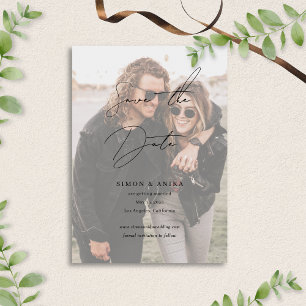 Classic Stylish Handwriting Script Photo Wedding Save The Date