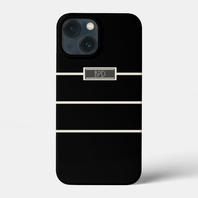 Classic Stylish Monogrammed Black Case-Mate iPhone Case (Back)