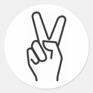 classic stylized victory sign round sticker