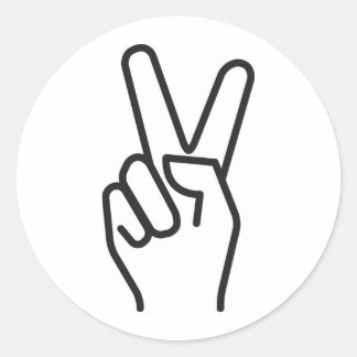 classic stylized victory sign round sticker