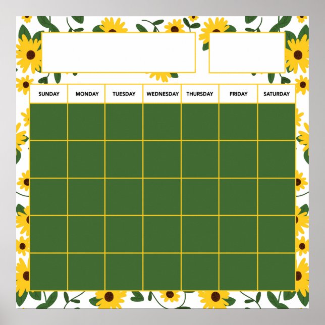 Classic Sunflower Patch Teacher Calendar Poster (Front)