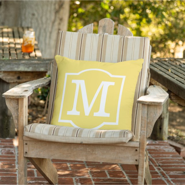 Classic Sunshine Yellow Custom Monogram Letter Throw Pillow (Chair)