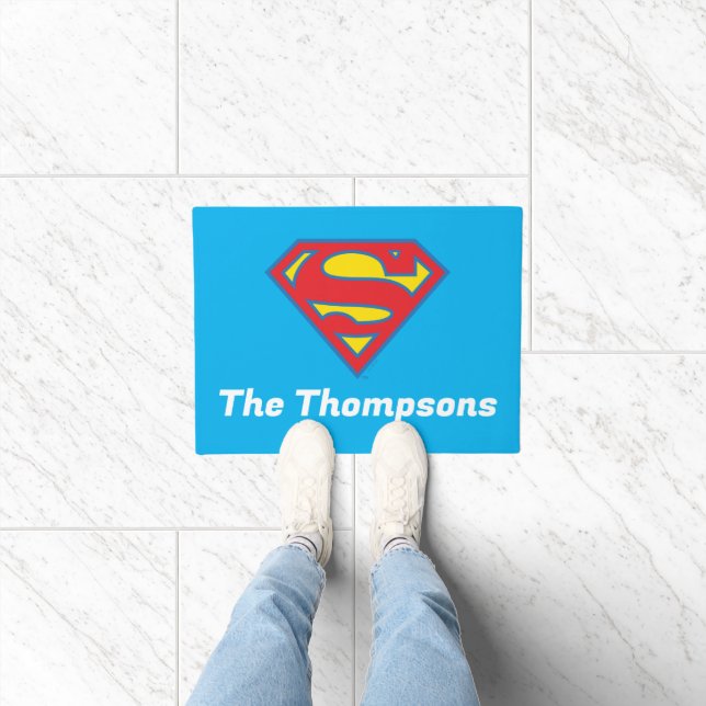 Classic Supergirl Logo with Blue Outline Doormat (Indoor)