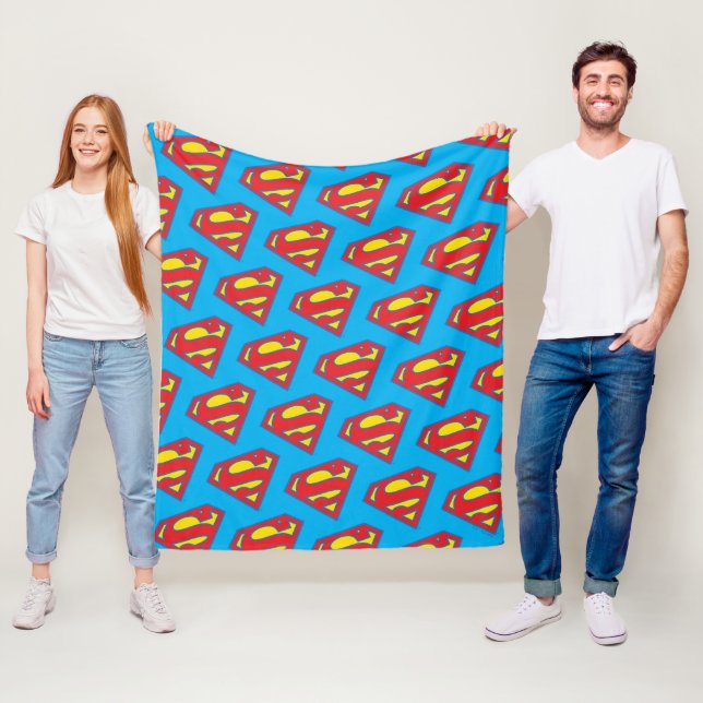 Classic Supergirl Logo with Blue Outline Fleece Blanket (In Situ)