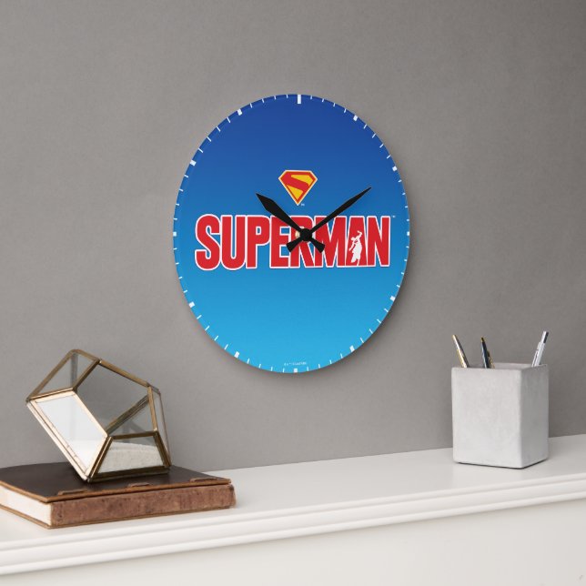 Classic Superman Bold Logo Large Clock (Office)