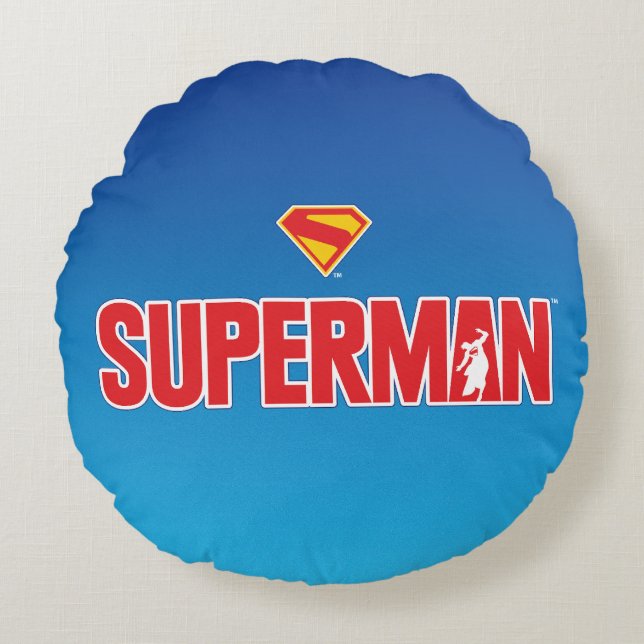 Classic Superman Bold Logo Round Pillow (Front)