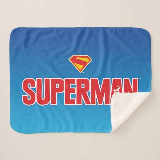 Classic Superman Bold Logo Sherpa Blanket (Front (Horizontal))