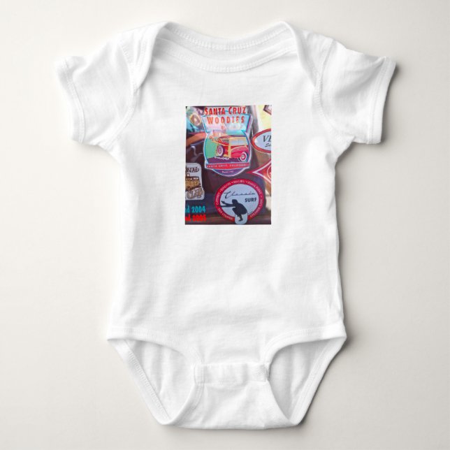 Classic Surf Sticker Baby Bodysuit (Front)