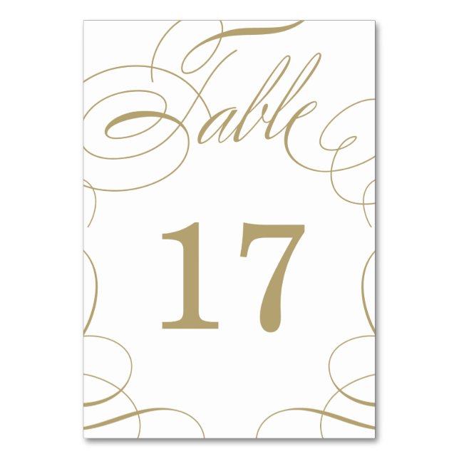Classic Swash Wedding Table Number Card (Front)
