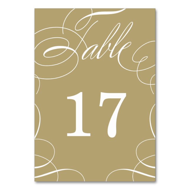 Classic Swash Wedding Table Number Card (Front)