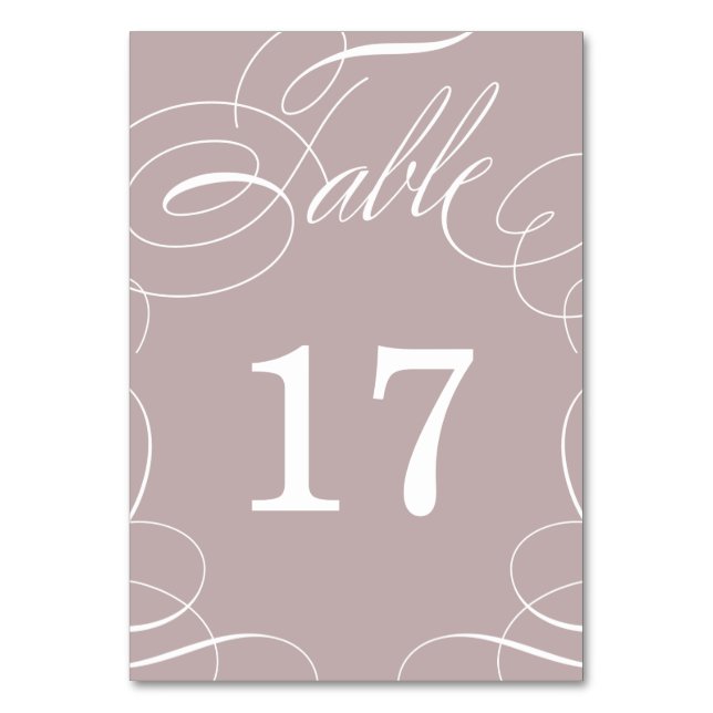 Classic Swash Wedding Table Number Card (Front)