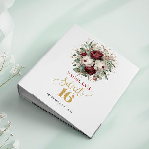 Classic Sweet Sixteen Blush Burgundy Floral Photo Binder