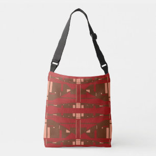Classic Symmetrical Motif in Brown Coral Dark Red Crossbody Bag
