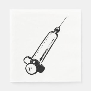 Classic Syringe Sketch Medical Equipment Napkin