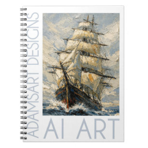 Classic Tall Ship at Sea – Impasto Nautical Art Notebook