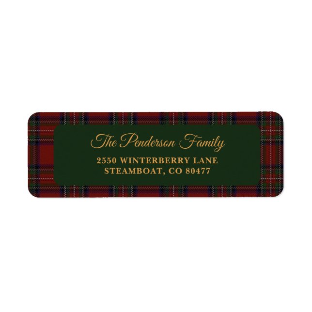 Classic Tartan Plaid Christmas Address Label (Front)