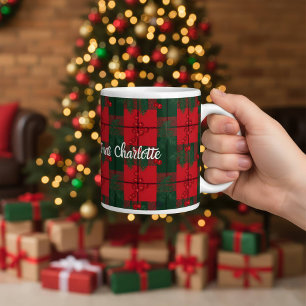 Classic Tartan Plaid Christmas Foliage Pattern Mug