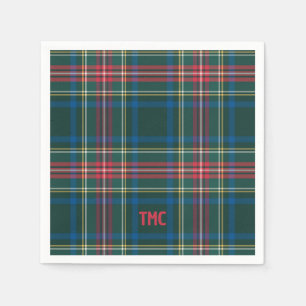 Classic Tartan Plaid Christmas Initials Preppy Napkin