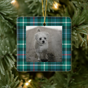 Classic Tartan Plaid Christmas Photo Preppy Ceramic Ornament