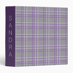 Classic tartan plaid. Grey, lilac Binder