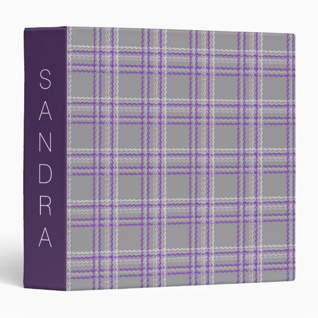 Classic tartan plaid. Grey, lilac Binder (Front/Spine)
