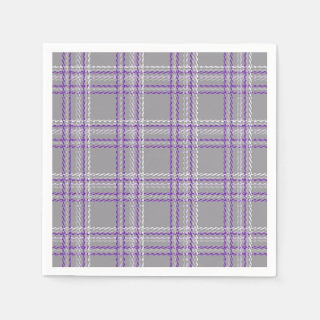 Classic tartan plaid. Grey, lilac Napkin (Front)