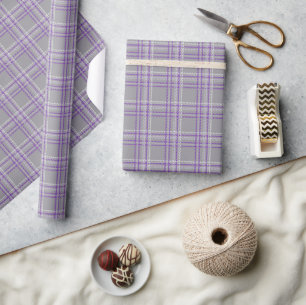 Classic tartan plaid. Grey, lilac  Wrapping Paper