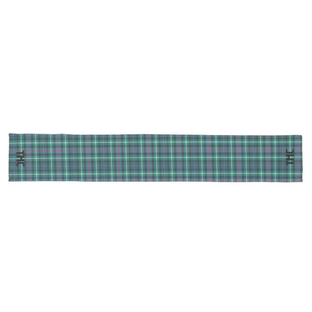 Classic Tartan Plaid INITIALS Festive Holiday Long Table Runner (Horizontal)