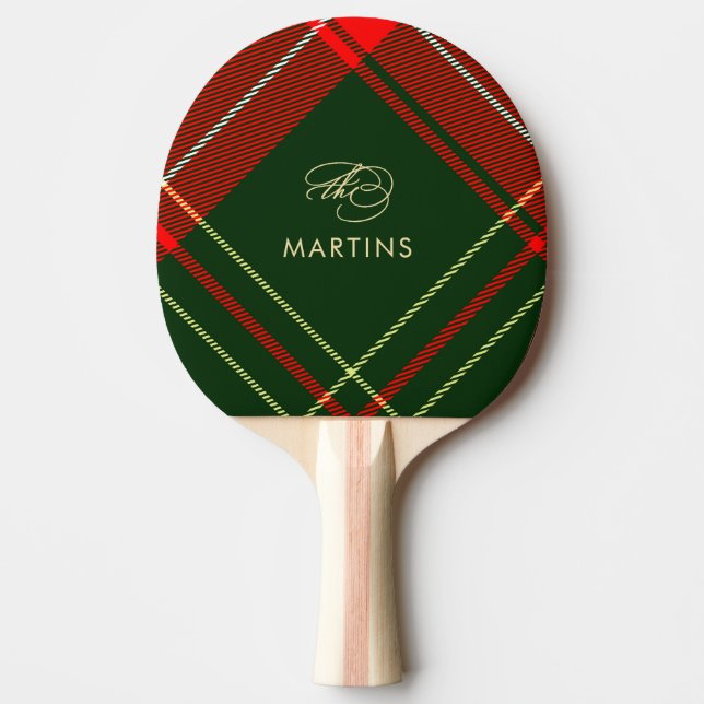 Classic Tartan Plaid Personalized Christmas Ping Pong Paddle (Front)