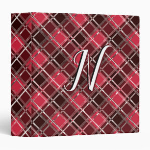 Classic Tartan Plaid Red Black Monogram Custom Binder