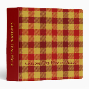 Classic Tartan Plaid Yellow Red Checkered Pattern  Binder