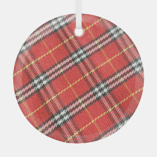 Classic Tartan Texture Background Glass Ornament