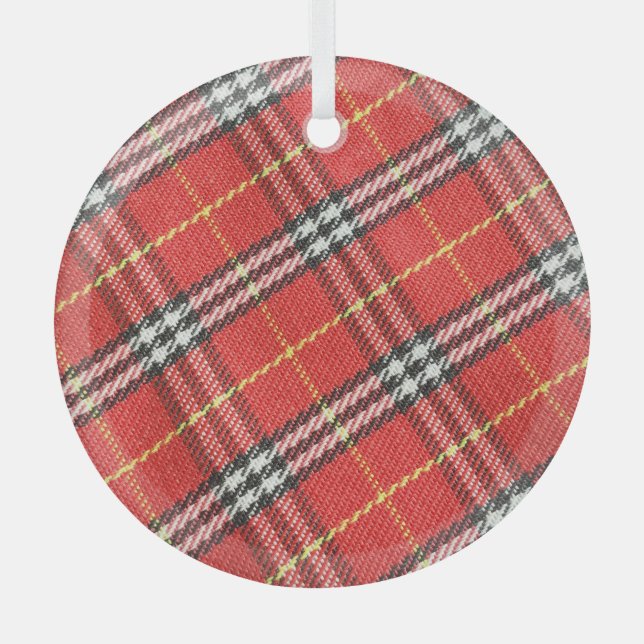 Classic Tartan Texture Background Glass Ornament (Front)