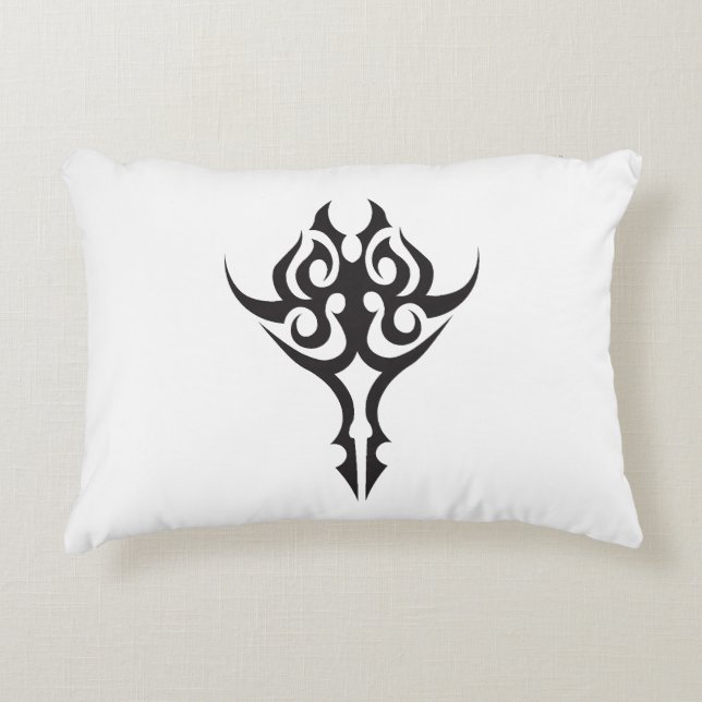 Classic Tattoo Inspired Line Art Design Accent Pillow (Front)