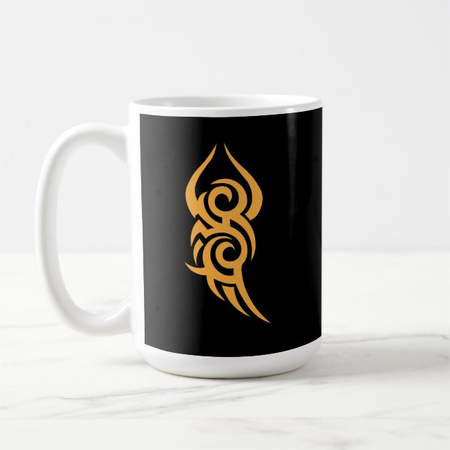 Classic Tattoo Inspired Line Art Design Coffee Mug (Left)