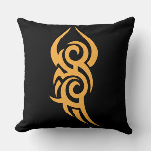 Classic Tattoo Inspired Line Art Design Throw Pillow