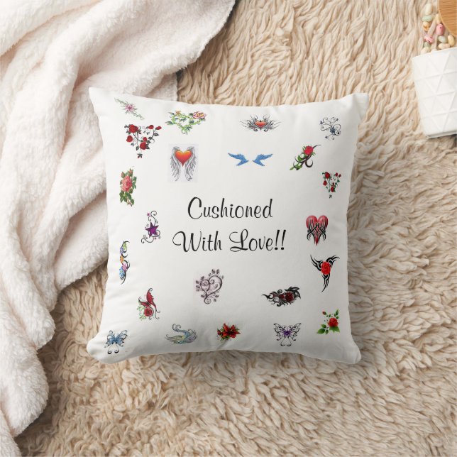 Classic Tattoo Love Throw Pillow (Blanket)