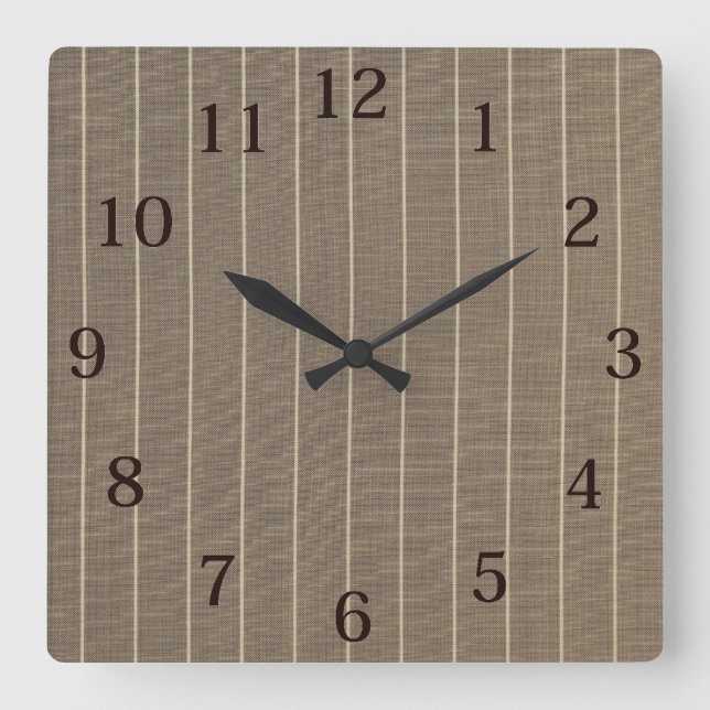 Classic Taupe with Stripe  Square Wall Clock (Front)