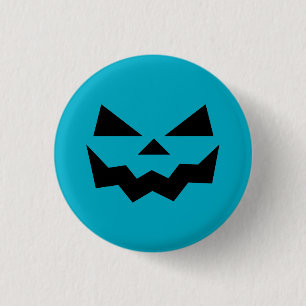 Classic Teal Jack-o-lantern pumpkin face smiling 1 Inch Round Button