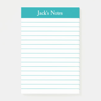 Classic Teal Lined Personalized Post-it Notes