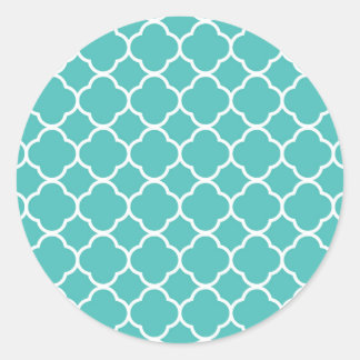 Classic Teal Moroccan Pattern Round Sticker