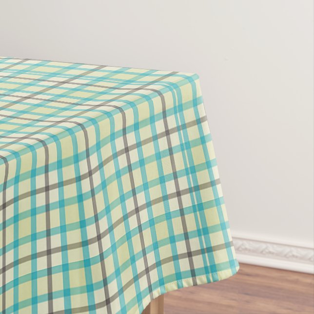 Classic Teal Plaid  Tablecloth (In Situ)