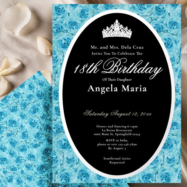Classic Teal Roses 18th Birthday Debut Silver (Creator Uploaded)