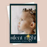 Classic Teal Silent Night Christmas Star Photo Foil Holiday Card<br><div class="desc">This religious Christmas card's elegant design features white silent night typography,  a real gold foil Christmas star with one photo,  and a classic dark teal blue background. Personalize this religious Christmas beautiful holiday greeting with your own photo and name.</div>