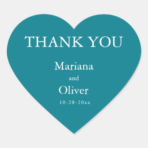 Classic Teal Wedding Heart Sticker