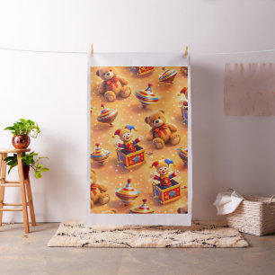 Classic teddy bear and vintage toys pattern warm n fabric