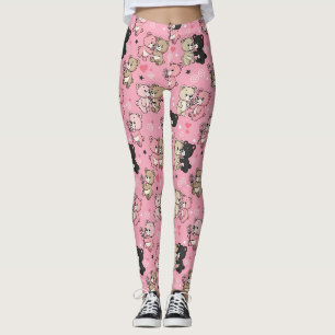 Classic Teddy Bear Hearts Pattern Leggings